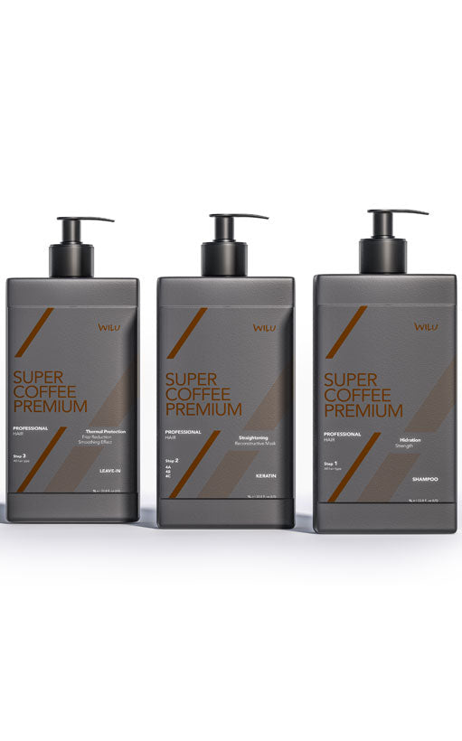 SUPER COFFEE PREMIUM KERATIN - KIT PROFESSIONNEL 1L (Étape 1/2/3)